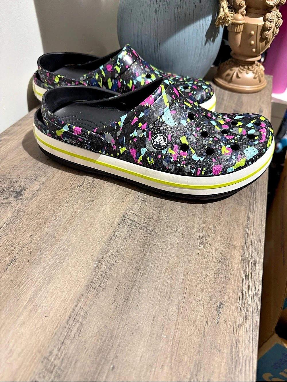 Crocs Classic Paint Splatter Clog Black & Multicolor US 8